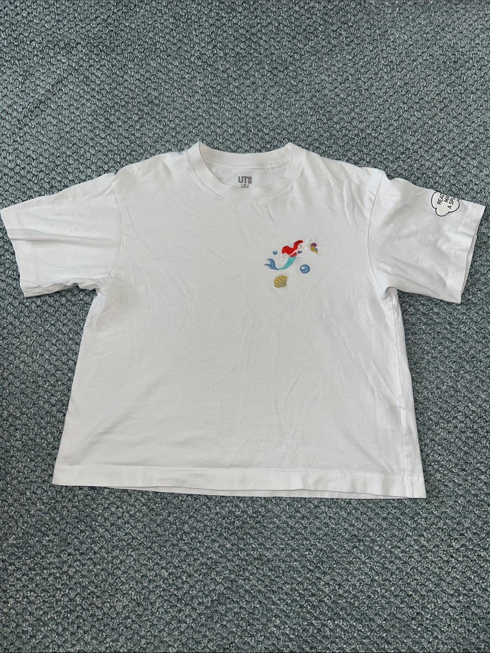 Uniqlo White Tee with Little Mermaid